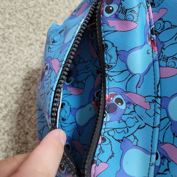 Disney Stitch Mini Backpack Bioworld Blue Handbag Purse 11"x9" Small LILO and - Picture 6 of 14